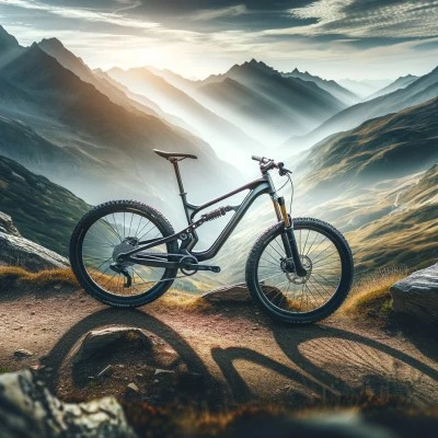 Dynamic image of a single speed mountain bike on a mountain trail, showcasing its efficiency and suitability for rugged terrain.