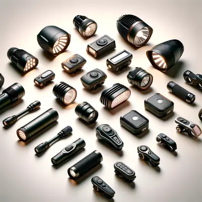 Variety of bike light kits showcasing diverse sizes and styles suitable for enhancing cycling safety and visibility. Image for illustration purposes only.