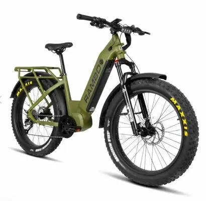 Robust green Rambo bike displayed, highlighting its sturdy design for overcoming common off-road biking issues.
